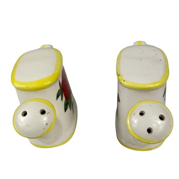 Vintage Cottagecore Floral Watering Pot Salt & Pepper Shaker Set Roses Yellow SP - Picture 4 of 10